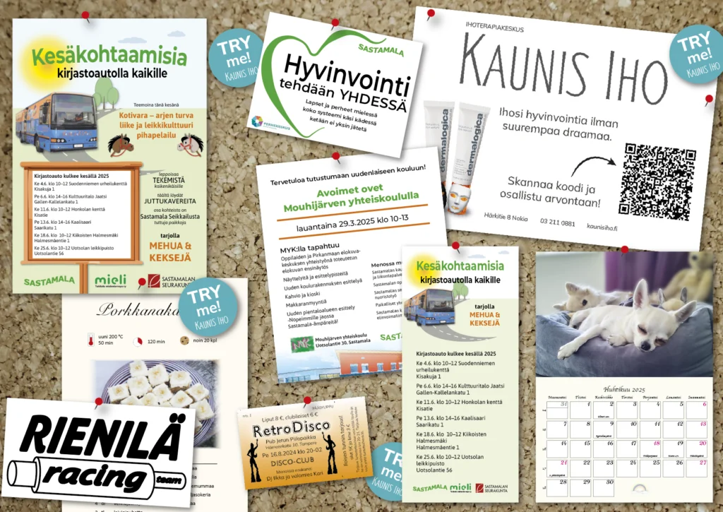 ilmoitustaulu tänynnä mainoksia ja muuta vastaavaa